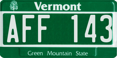 VT license plate AFF143