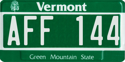VT license plate AFF144