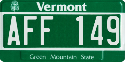 VT license plate AFF149