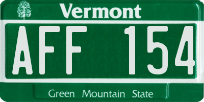 VT license plate AFF154