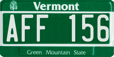 VT license plate AFF156