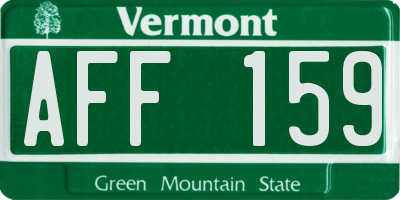VT license plate AFF159