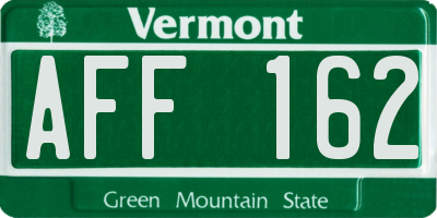 VT license plate AFF162