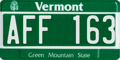 VT license plate AFF163