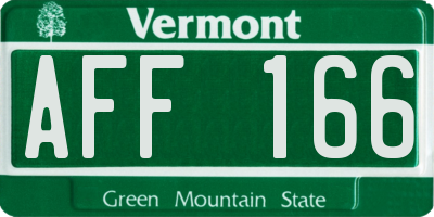 VT license plate AFF166