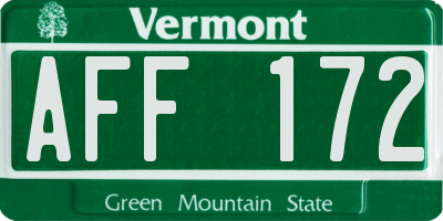 VT license plate AFF172