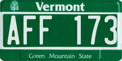VT license plate AFF173