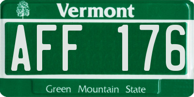 VT license plate AFF176