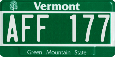 VT license plate AFF177