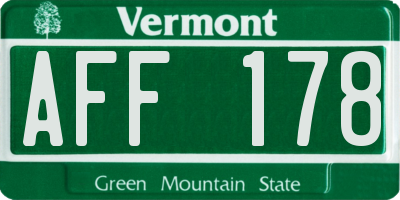 VT license plate AFF178
