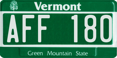 VT license plate AFF180