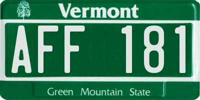 VT license plate AFF181