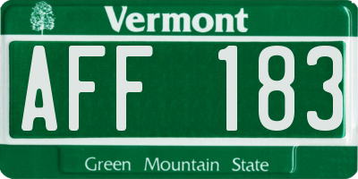 VT license plate AFF183