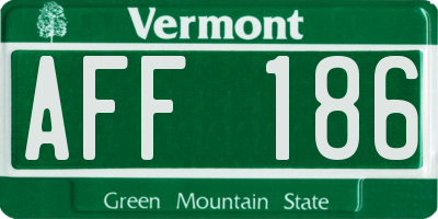 VT license plate AFF186