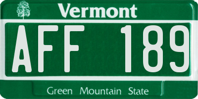 VT license plate AFF189