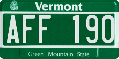 VT license plate AFF190