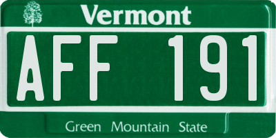 VT license plate AFF191