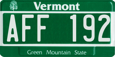VT license plate AFF192