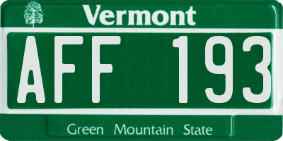 VT license plate AFF193