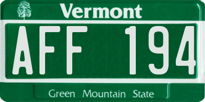 VT license plate AFF194