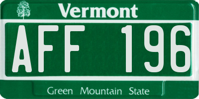 VT license plate AFF196