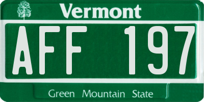 VT license plate AFF197