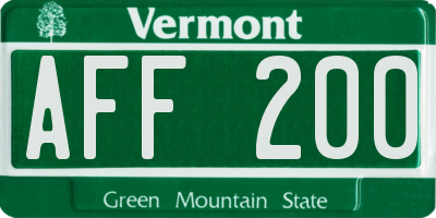 VT license plate AFF200