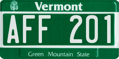 VT license plate AFF201