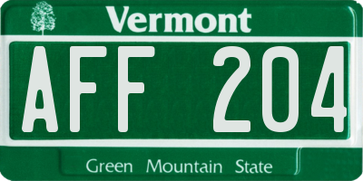 VT license plate AFF204