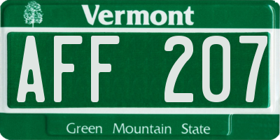 VT license plate AFF207