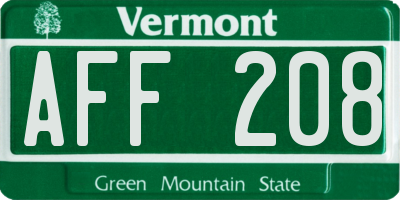 VT license plate AFF208