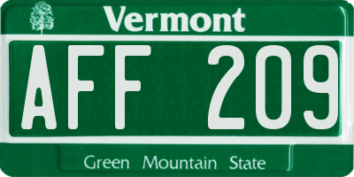 VT license plate AFF209
