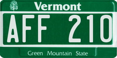 VT license plate AFF210