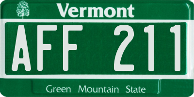 VT license plate AFF211