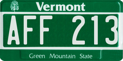 VT license plate AFF213