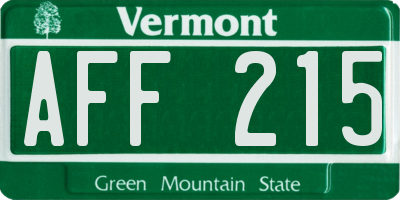 VT license plate AFF215