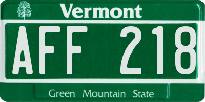 VT license plate AFF218
