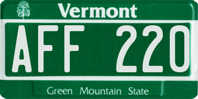VT license plate AFF220