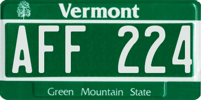 VT license plate AFF224