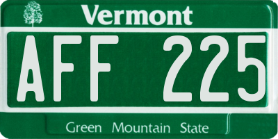 VT license plate AFF225