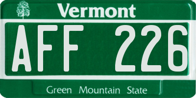VT license plate AFF226