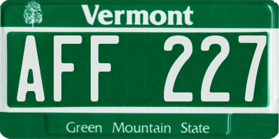 VT license plate AFF227