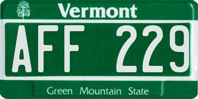 VT license plate AFF229