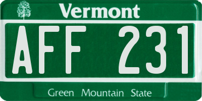 VT license plate AFF231