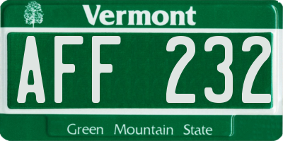 VT license plate AFF232