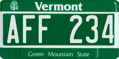 VT license plate AFF234