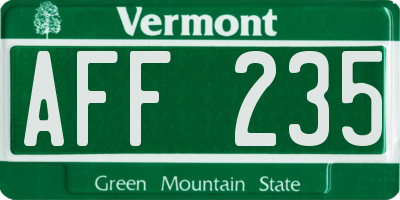 VT license plate AFF235