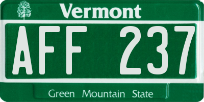 VT license plate AFF237