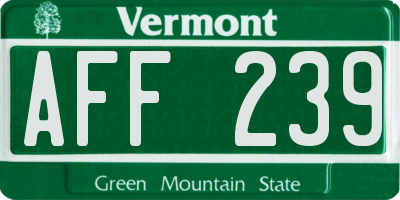 VT license plate AFF239
