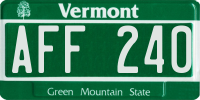 VT license plate AFF240